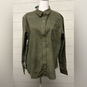 Women’s JACHS Girlfriend Green Button Down Long Sleeve Shirt, NWT
